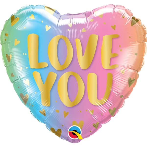 18" Love You Pastel Ombre & Hearts Foil Balloons