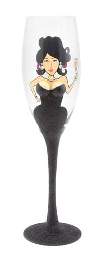 Black Glitter Champagne Glass
