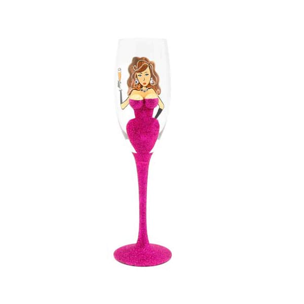 Pink Glitter Champagne Glass