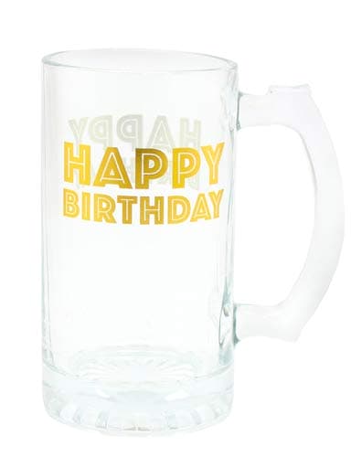 Gold Celebration Happy Birthday Tankard Glass