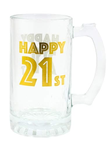 Gold Celebration 21st Tankard Glass
