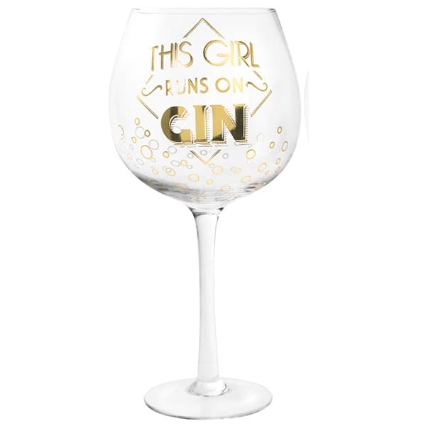This Girl Runs On Gin Gold Glass
