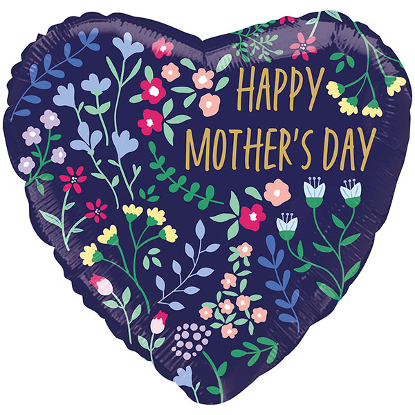 (image for) 18" Floral Heart Mothers Day Foil Balloon