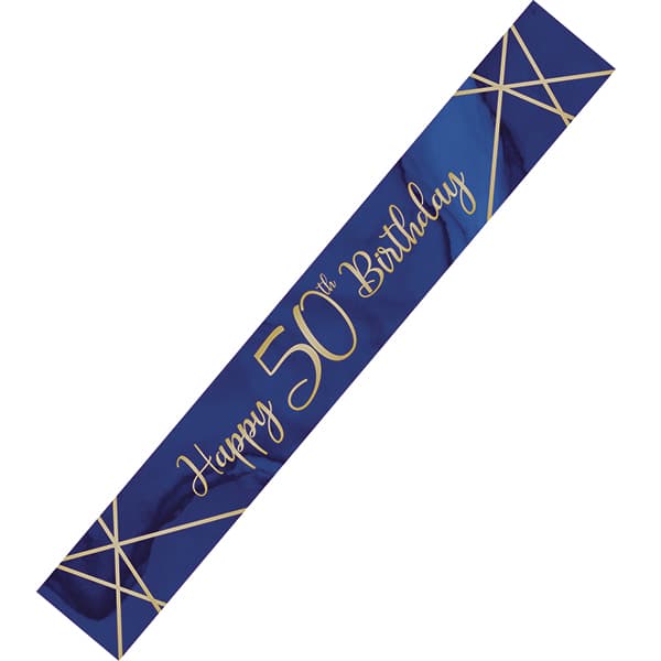 (image for) Navy & Gold Geode Happy 50th Birthday Foil Banner