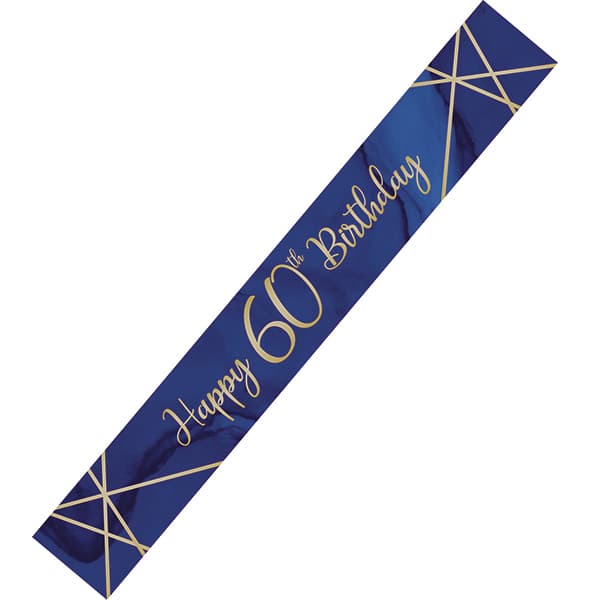 Navy & Gold Geode Happy 60th Birthday Foil Banner