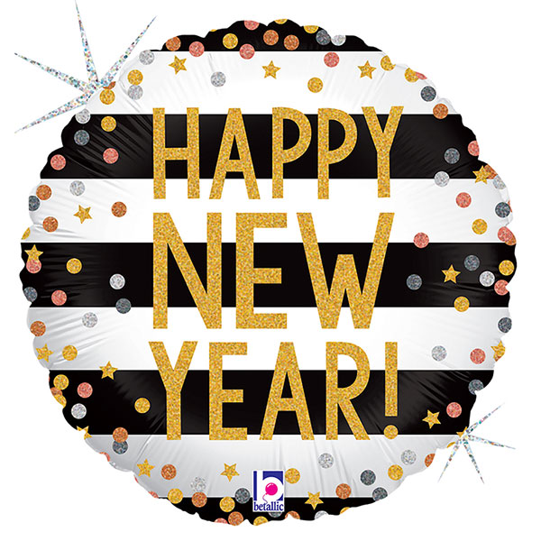 18" New Year Confetti Foil Balloon