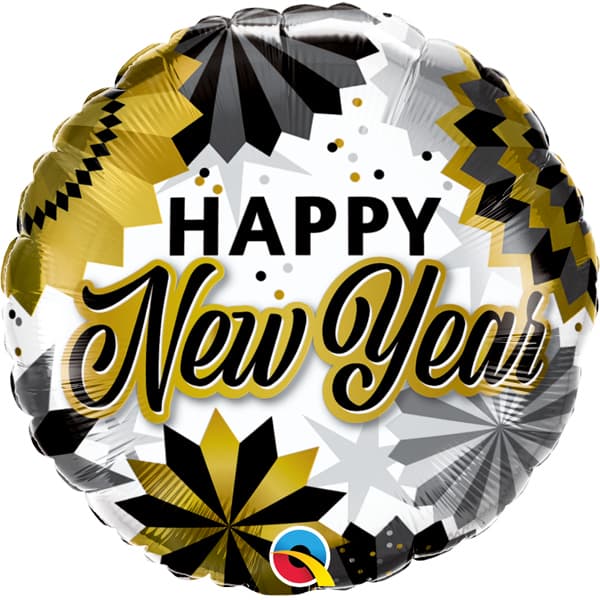 (image for) 18" New Year Black & Gold Fans Foil Balloons