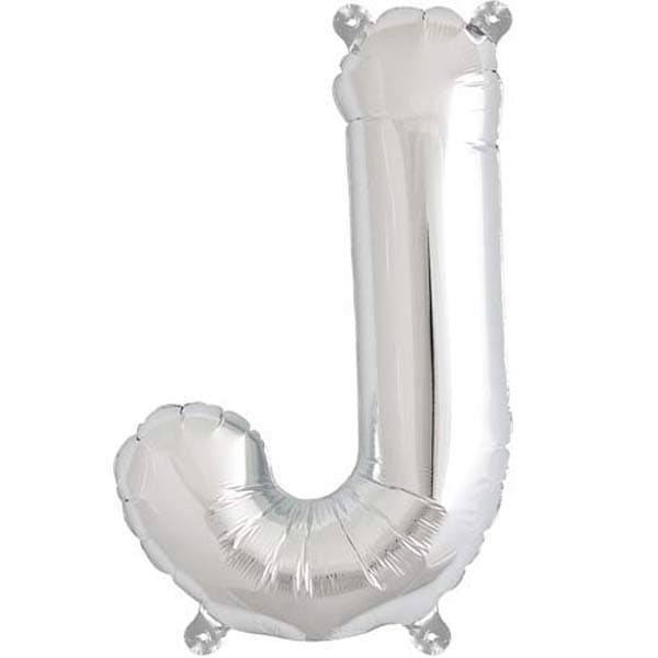 (image for) 16" J Letter Silver Air Filled Balloon