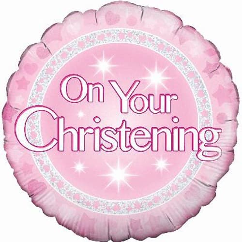 (image for) 18" Christening Girl Holographic Foil Balloons