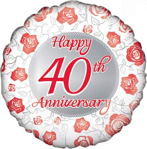 18" Happy 40th Ruby Anniversary Foil Balloons