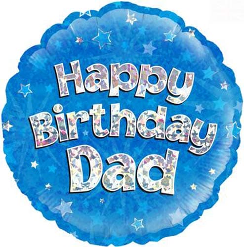 (image for) 18" Happy Birthday Dad Blue Holographic Foil Balloons