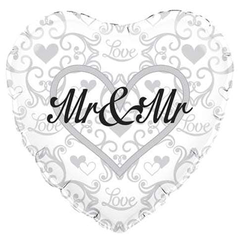 18" Mr And Mr Heart Shape Foil Balloons