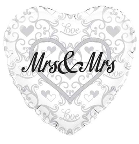 18" Mrs And Mrs Heart Shape Foil Balloons