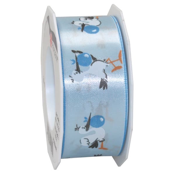 20m Light Blue Storks Wide Ribbon