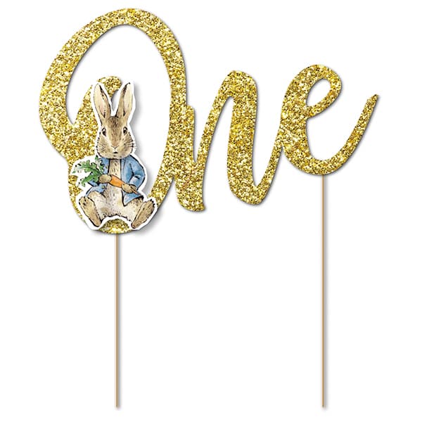 (image for) Peter Rabbit 1st Birthday Glitter Cake Topper