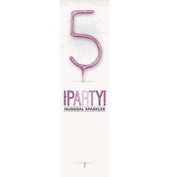 7" Pink Glitz Number 5 Sparkler