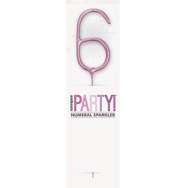 7" Pink Glitz Number 6 Sparkler