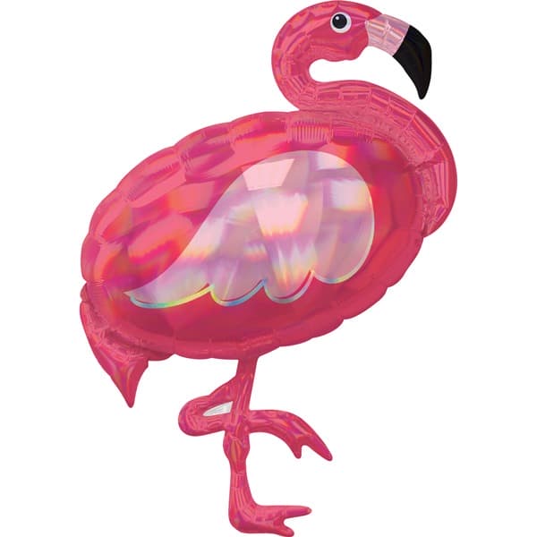 Pink Flamingo Iridescent Supershape Balloons