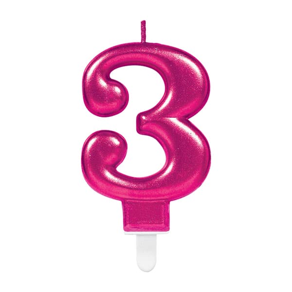 Pink Metallic Age 3 Candles