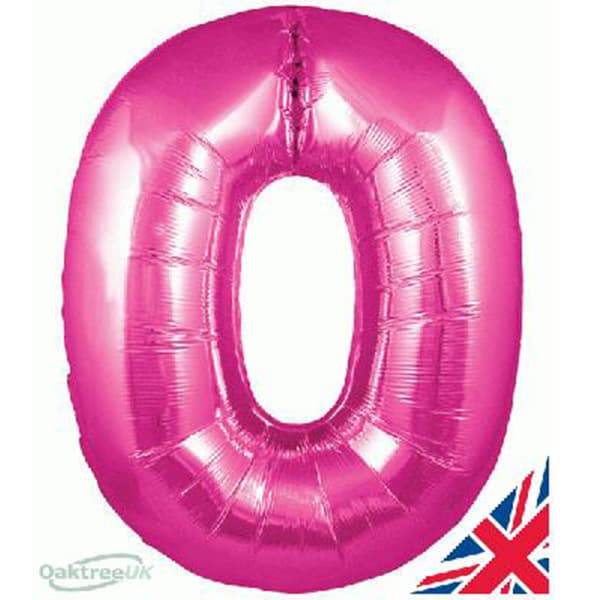 34" Oaktree Pink Number 0 Shape Balloons