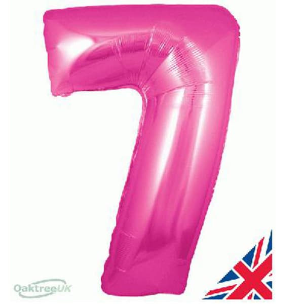 34" Oaktree Pink Number 7 Shape Balloons