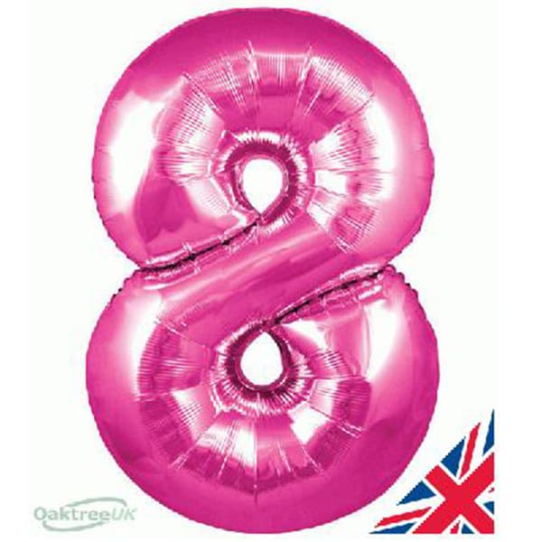 34" Oaktree Pink Number 8 Shape Balloons