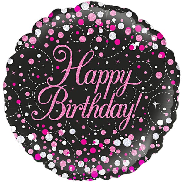 18" Pink Sparkling Fizz Happy Birthday Foil Balloons