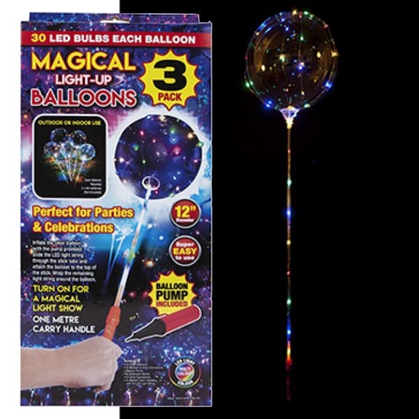 (image for) 12" Magical Light Up Balloon On Stick Kit 3PK