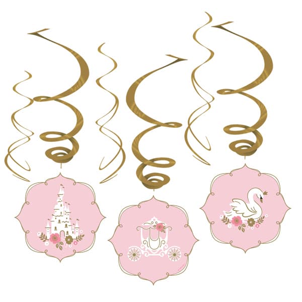 Princess For A day Swirl Decorations 6pk