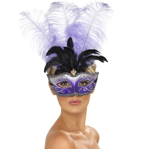 (image for) Purple Venetian Colombina Eyemask With Plume x3