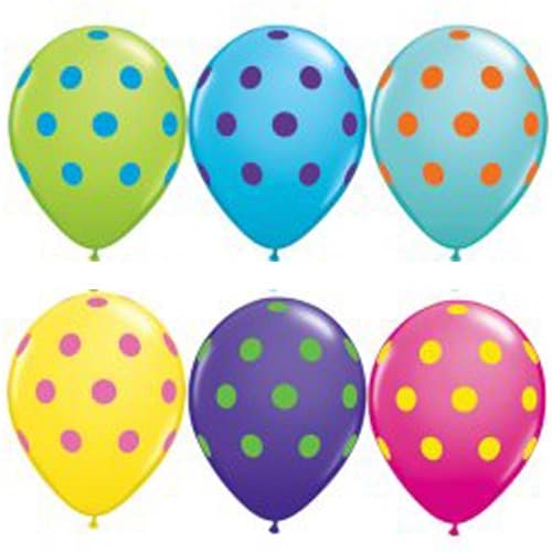 (image for) 11" Big Polka Dots Colourful Assorted Latex Balloons 50pk