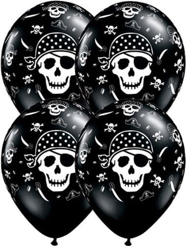(image for) 11" Pirate Skull Cross Bones Latex Balloons 50pk