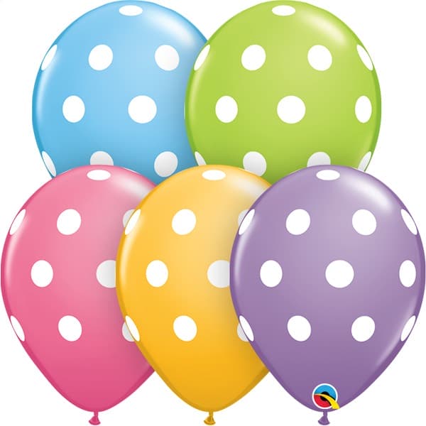 (image for) 11" Big Polka Dots Pastel Assorted Latex Balloons 25pk