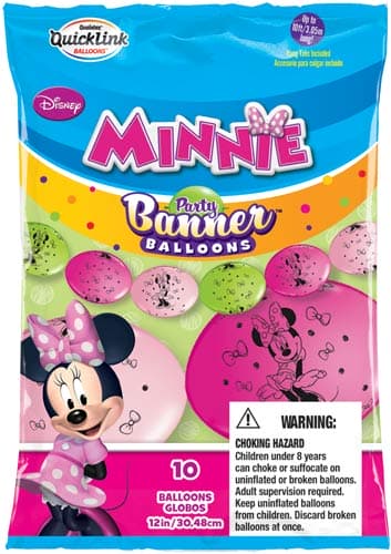 12" Minnie Mouse Quick Link Party Banner Balloons 10pk