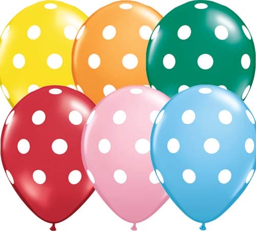 (image for) 11" Big Polka Dots Standard Assorted Latex Balloons 50pk