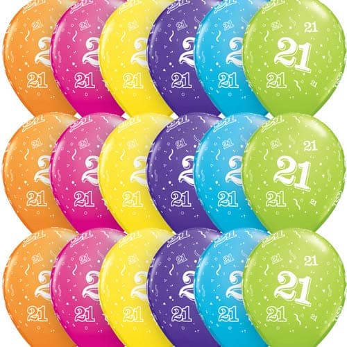 11" Age 21 Tropical Assorted Latex Balloons 6pk