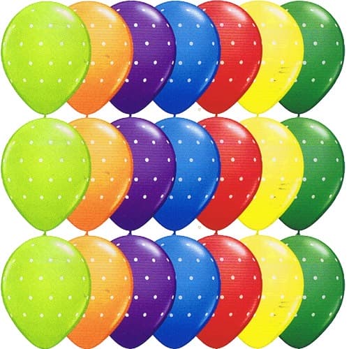 (image for) 11" Small Polka Dots Carnival Assorted Latex Balloons 50pk