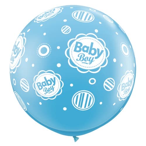 (image for) 3ft Baby Boy Dots A Round Giant Latex Balloons 2pk