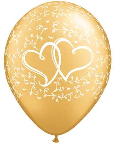 (image for) 11" Gold Entwined Hearts Latex Balloons 25pk