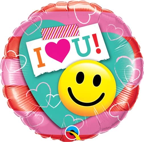 18" I Heart You Smile Face Foil Balloons