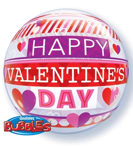 (image for) 22" Valentines Stripe Patterns Single Bubble Balloons