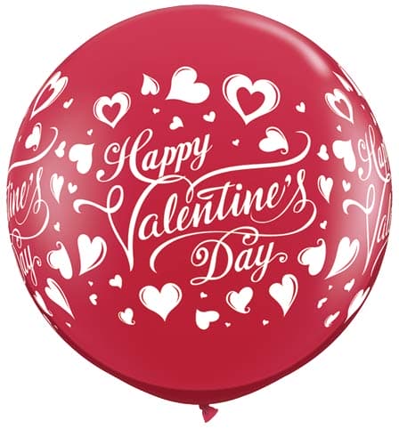 (image for) 3ft Valentines Classic Hearts Latex Balloons 2pk
