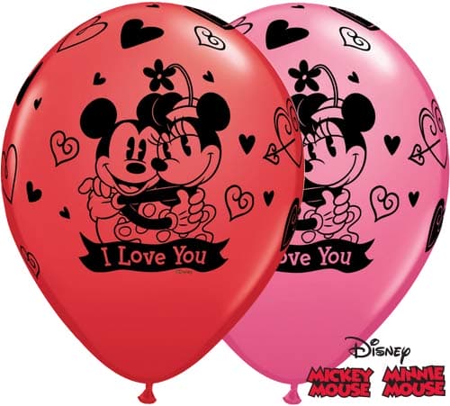 (image for) 11" Mickey And Minnie I Love You Latex Balloons 25pk