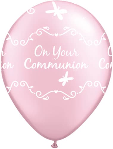 (image for) 11" Pearl Pink Communion Butterflies Latex Balloons 25pk