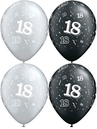 (image for) 11" 18 Around Pearl Onyx Black and Silver 25pk