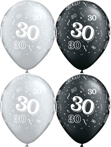 (image for) 11" 30 Around Pearl Onyx Black and Silver 25pk