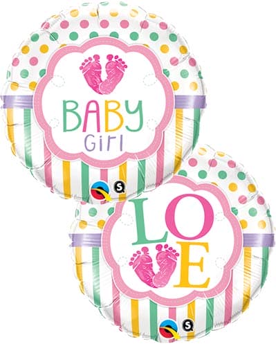 18" Baby Girl Love Feet Foil Balloons