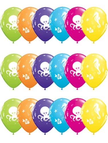 (image for) 11" Fun Sea Creatures Latex Balloons 25pk