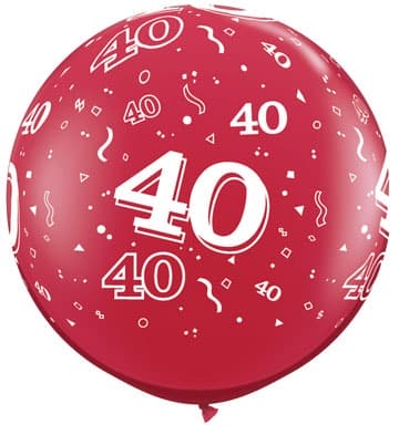 (image for) 3ft Ruby Red 40 Around Giant Latex Balloons 2pk