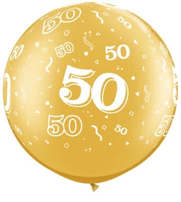30" Gold 50 Around Giant Latex Balloons 2pk